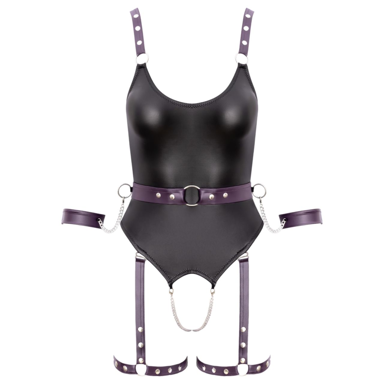 Cottelli - nyitott bondage body bilincsekkel (fekete) Cottelli - nyitott bondage body bilincsekkel (fekete)