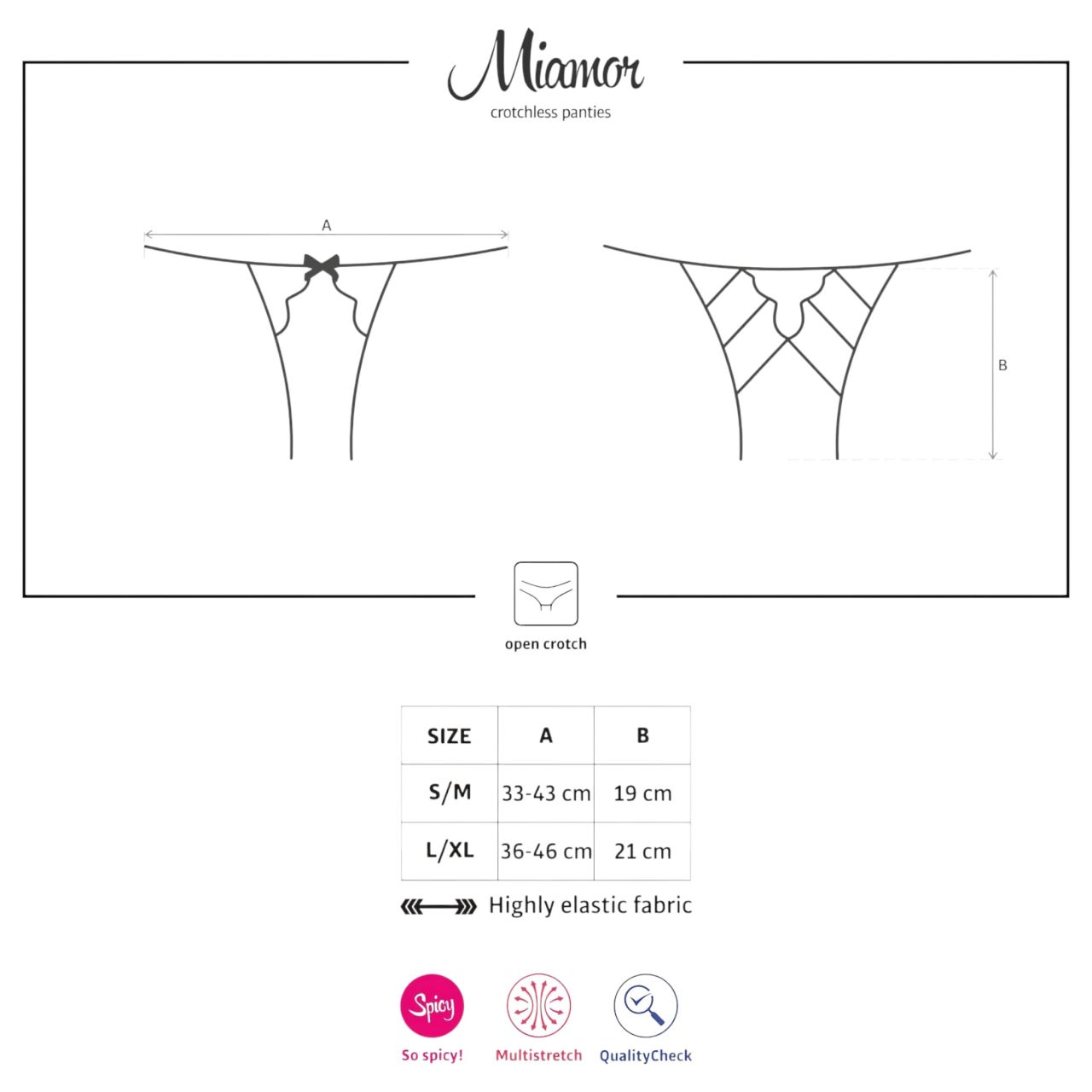 Obsessive Miamor - hálós, nyitott csipke női bugyi (fekete)