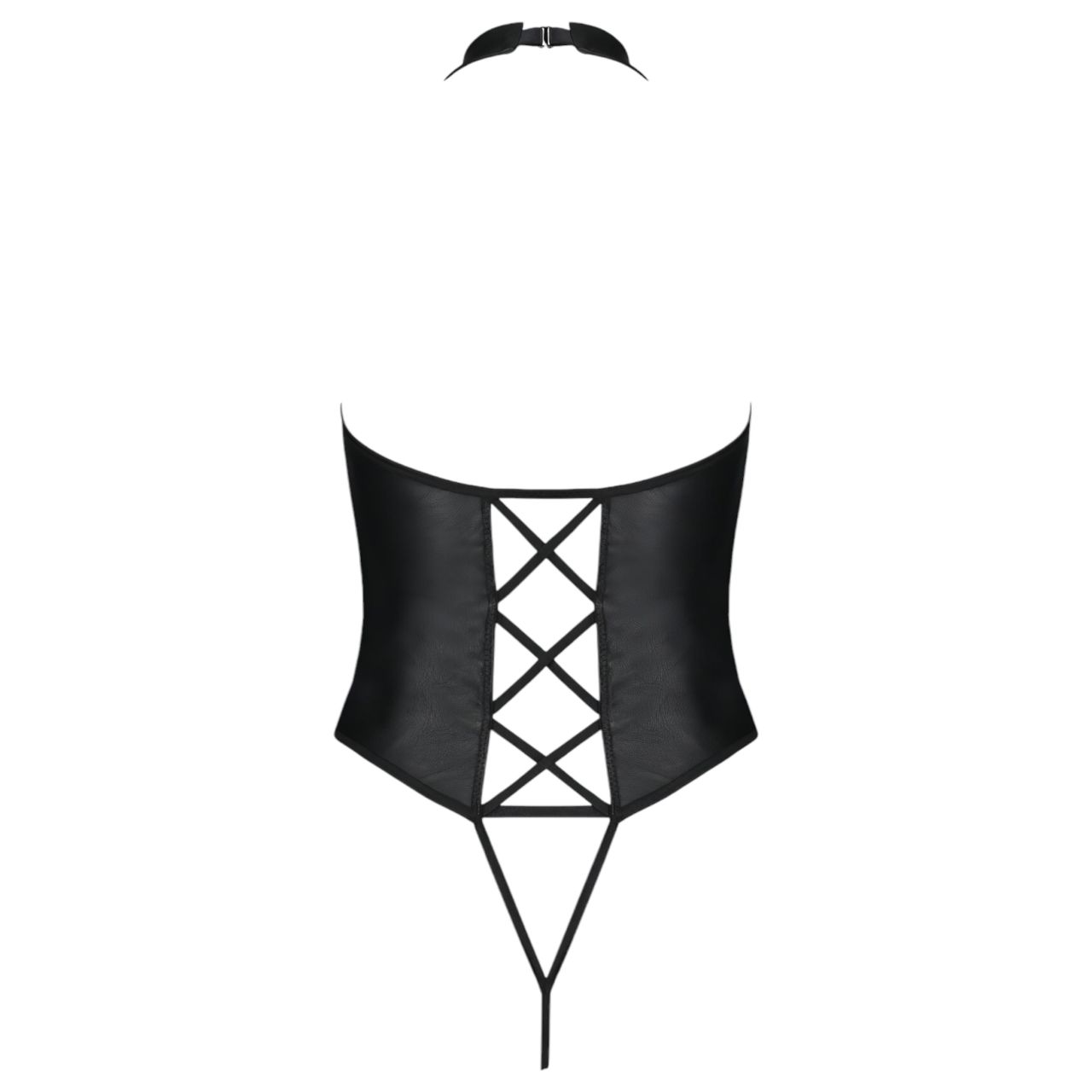 Passion Nancy - nyitott, keresztpántos body (fekete)