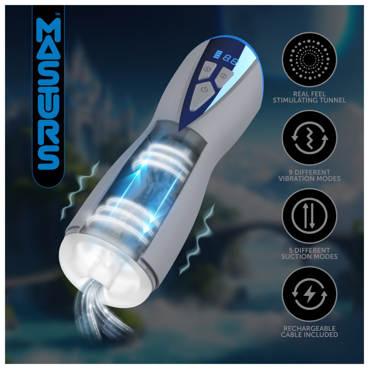 Masturs Eloa - szívó-rezgő AR maszturbátor (kék)