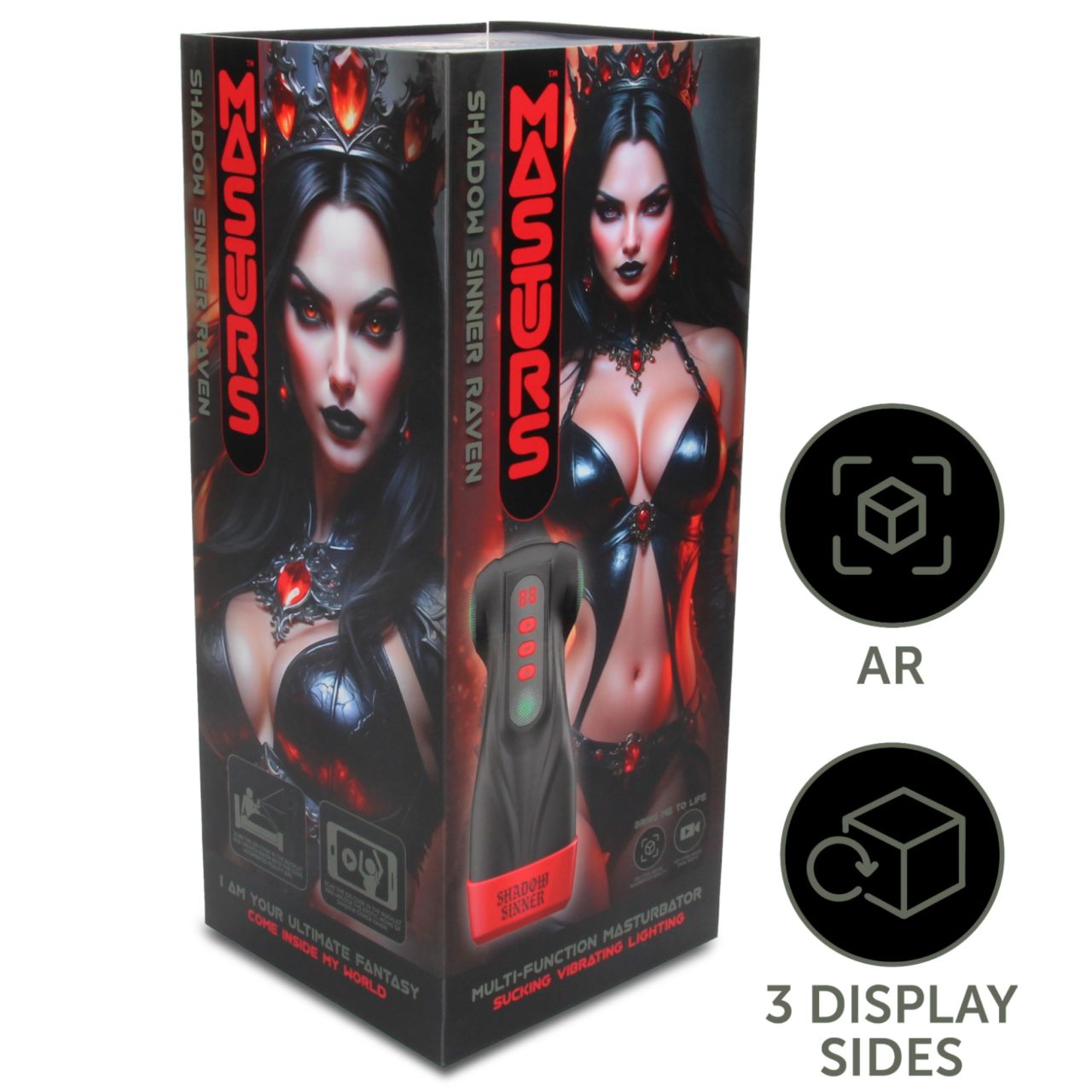 Masturs Raven - szopó-rezgő AR maszturbátor (fekete-piros)