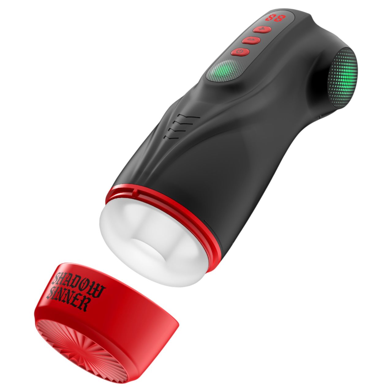 Masturs Raven - szopó-rezgő AR maszturbátor (fekete-piros)