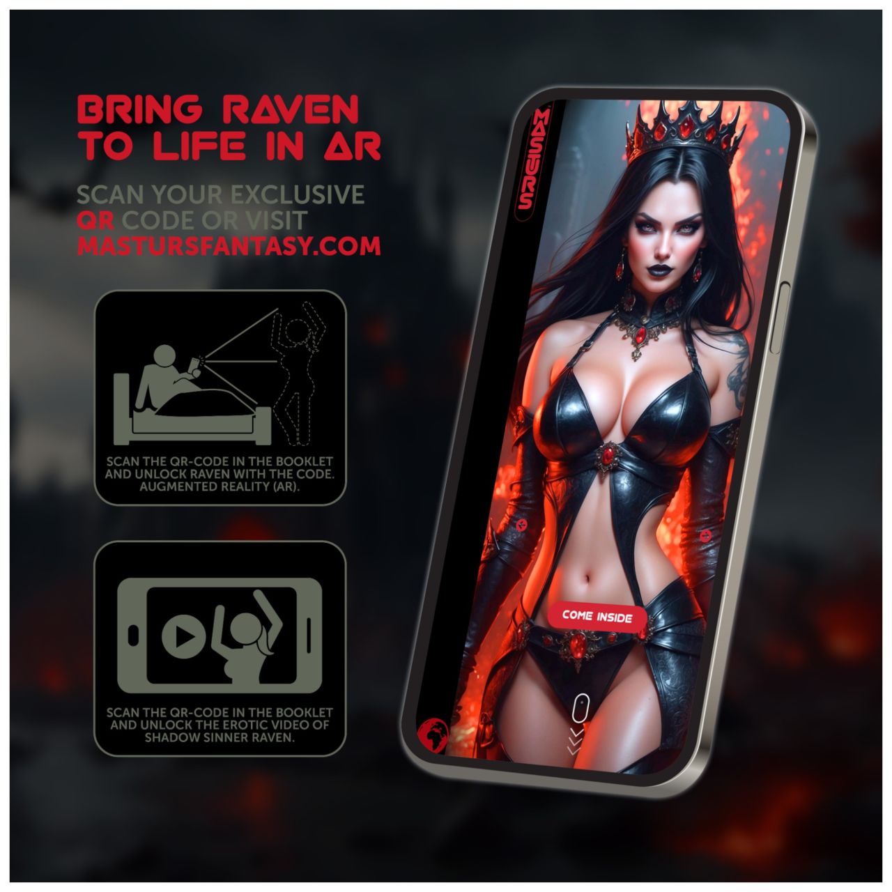 Masturs Raven - szopó-rezgő AR maszturbátor (fekete-piros)