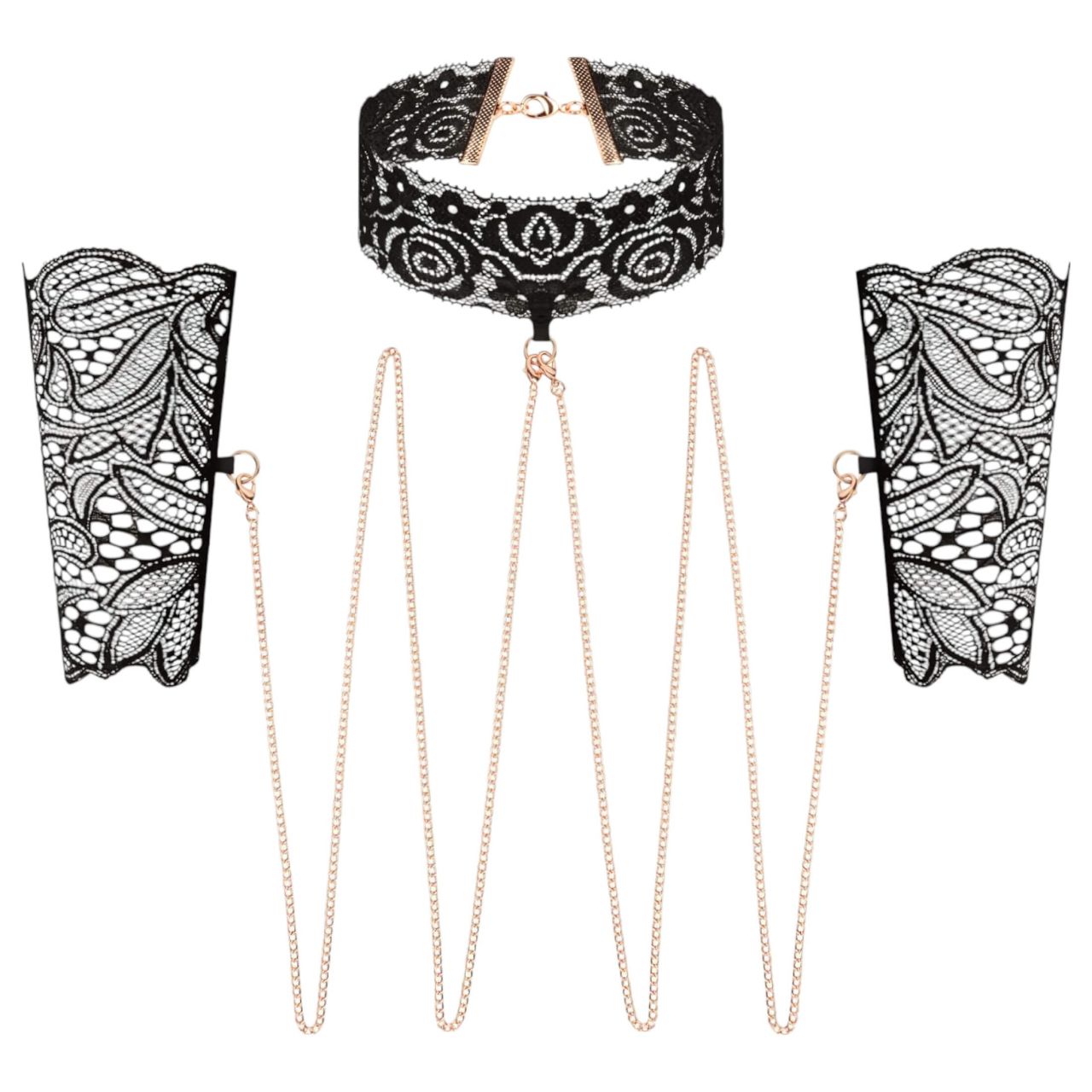 Rosy Gold - nyakörv és csukló bilincs (fekete) Rosy Gold - nyakörv és csukló bilincs (fekete)