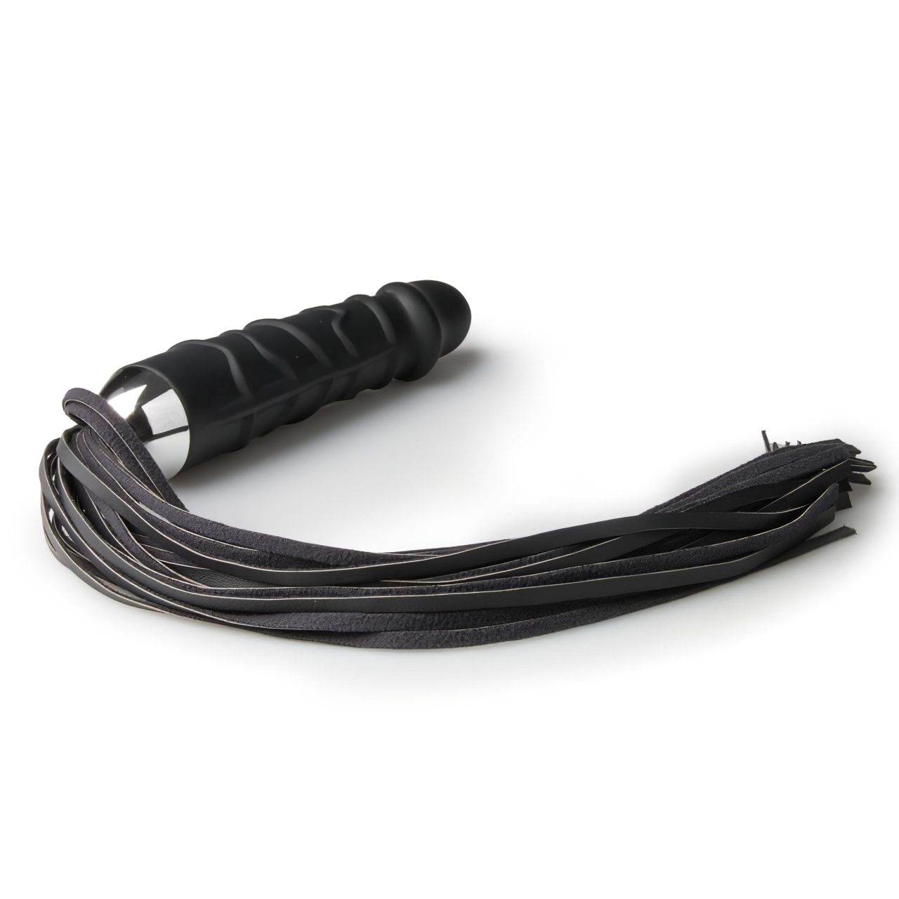 Easytoys Flogger - korbács és szilikon dildó egyben (fekete) Easytoys Flogger - korbács és szilikon dildó egyben (fekete)