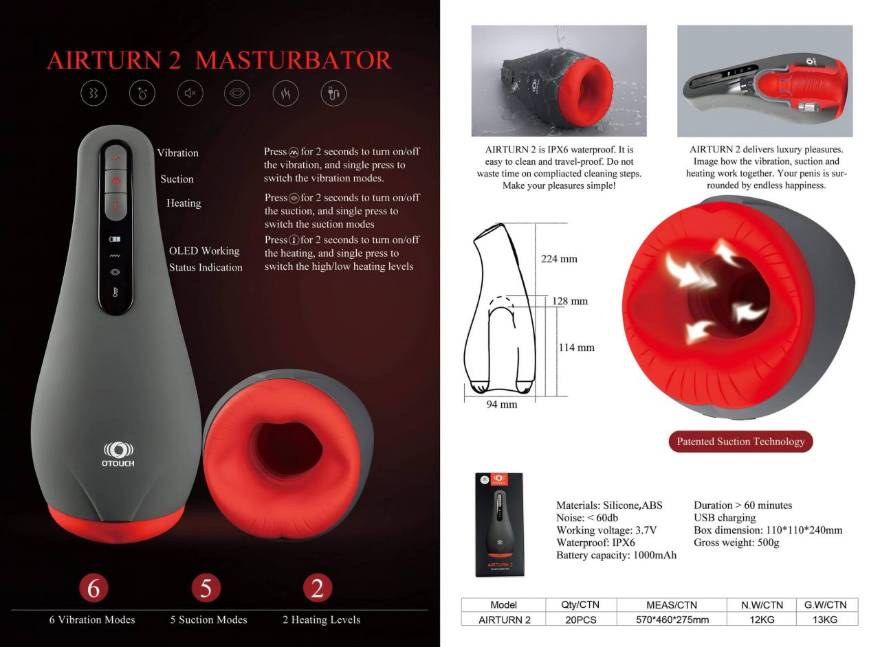 OTOUCH Airturn 2 - akkus szívó maszturbátor (fekete) OTOUCH Airturn 2 - akkus szívó maszturbátor (fekete)