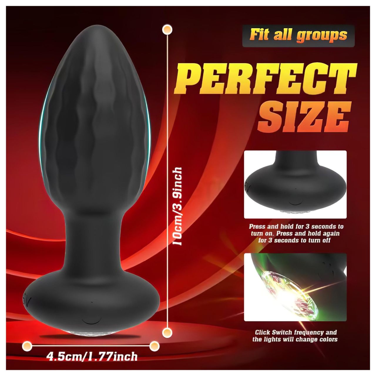 Okos, világító anál plug (fekete)