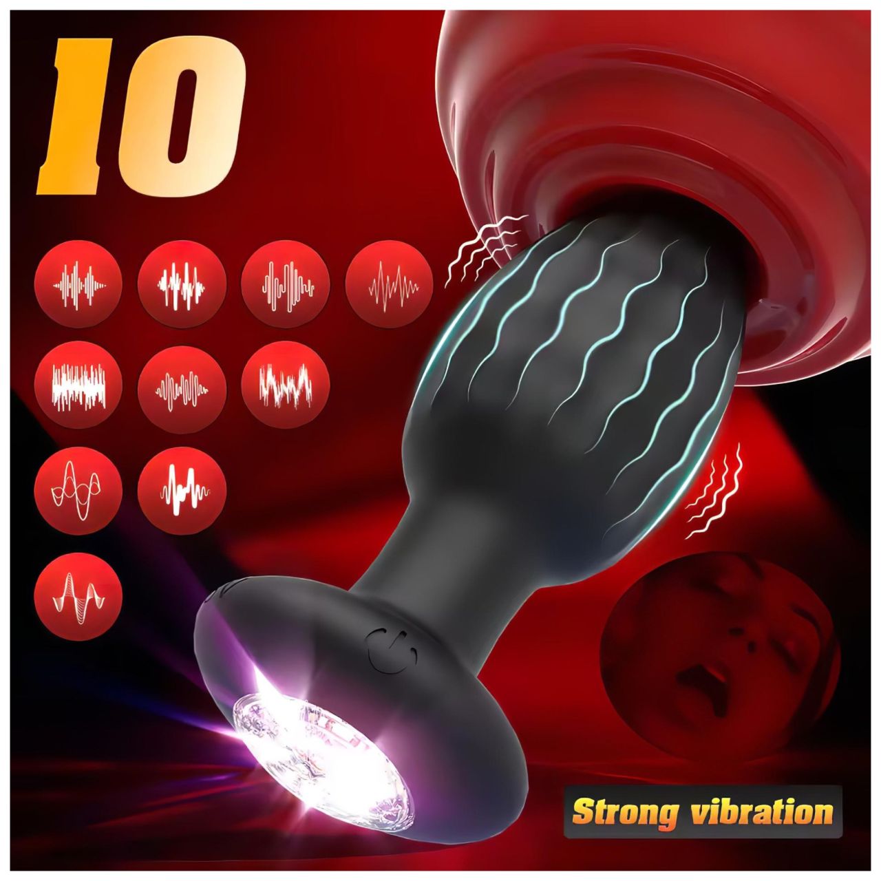 Okos, világító anál plug (fekete)