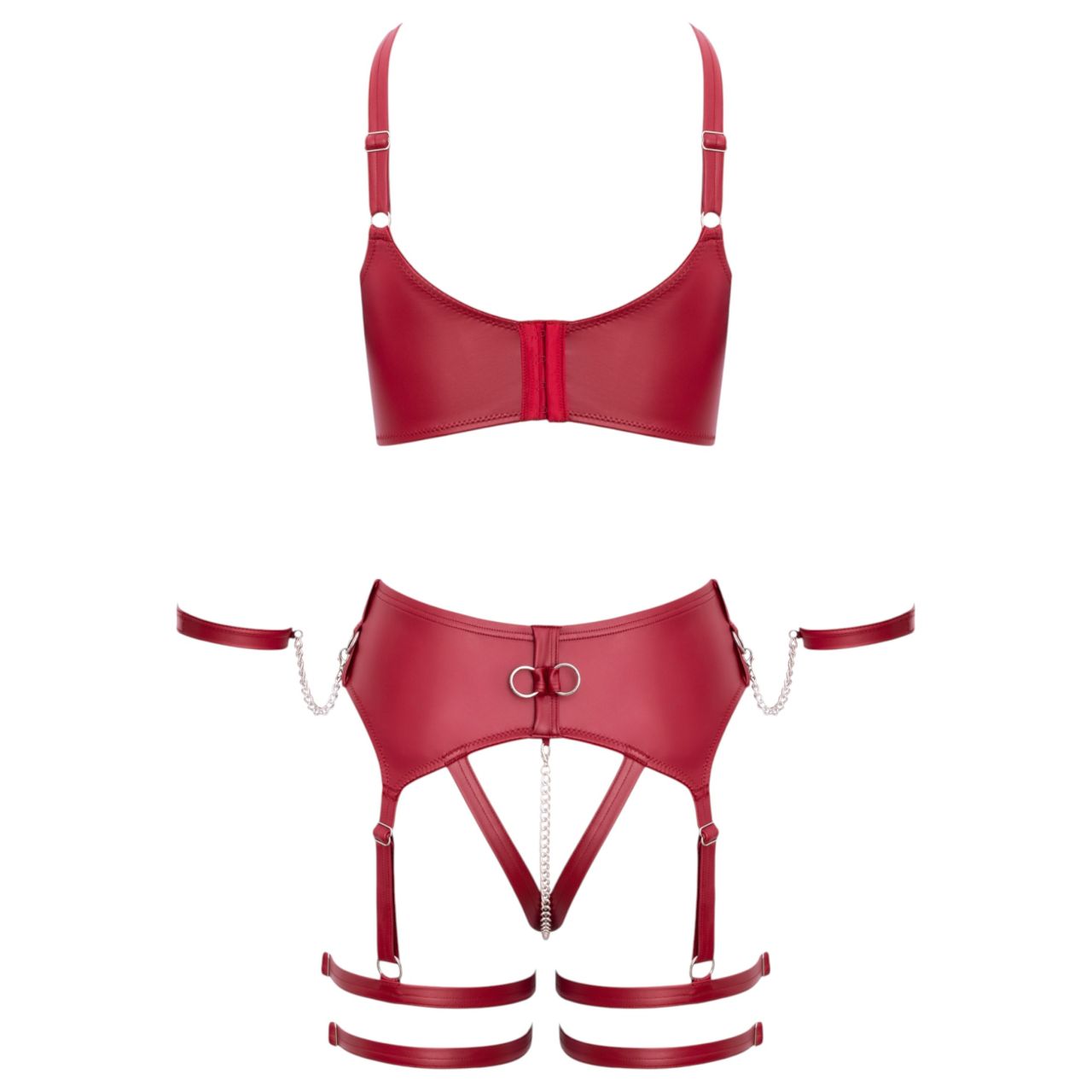 Cottelli Bondage - keresztpántos melltartó szett (piros) Cottelli Bondage - keresztpántos melltartó szett (piros)