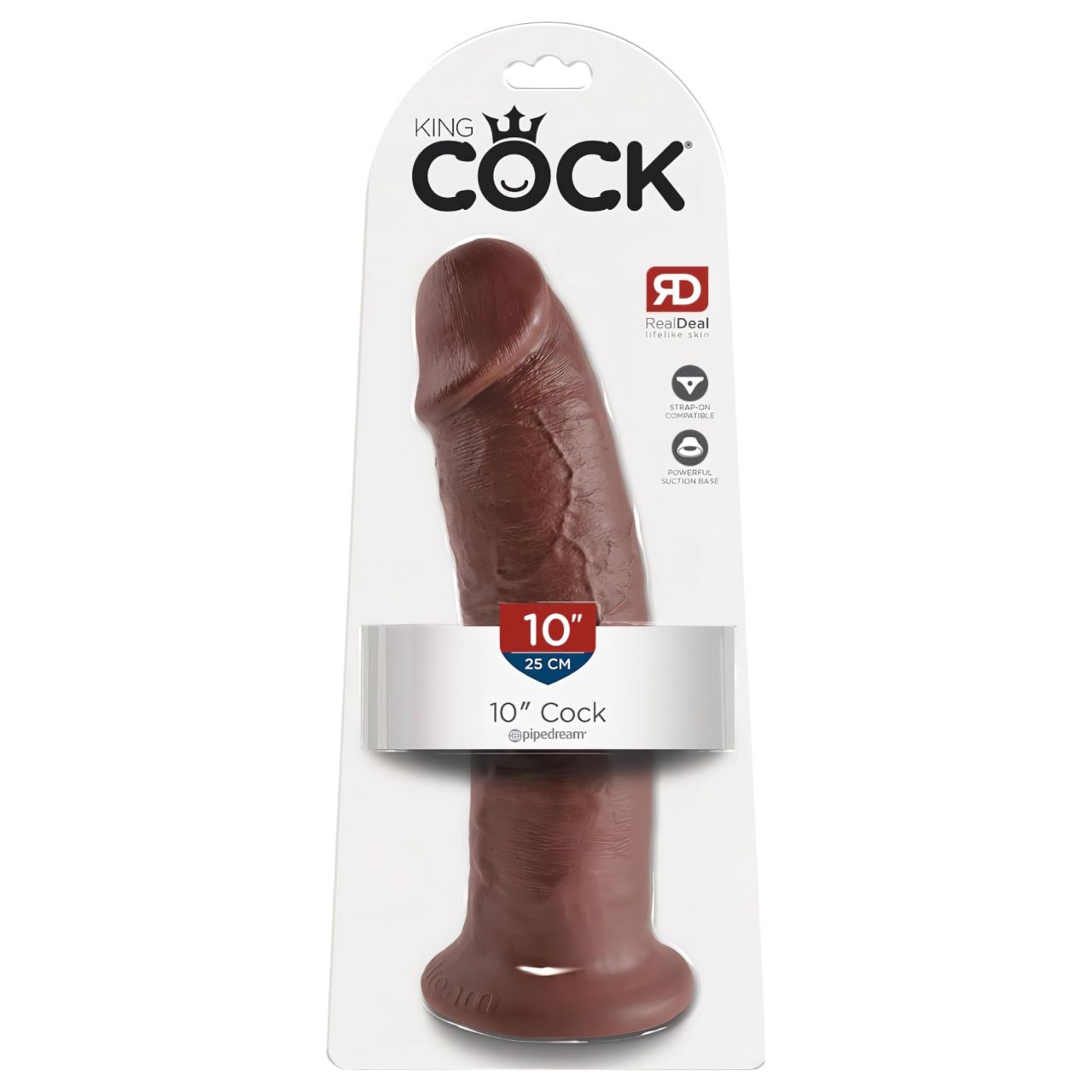 King Cock 10 - nagy tapadókorongos dildó (25cm) - barna