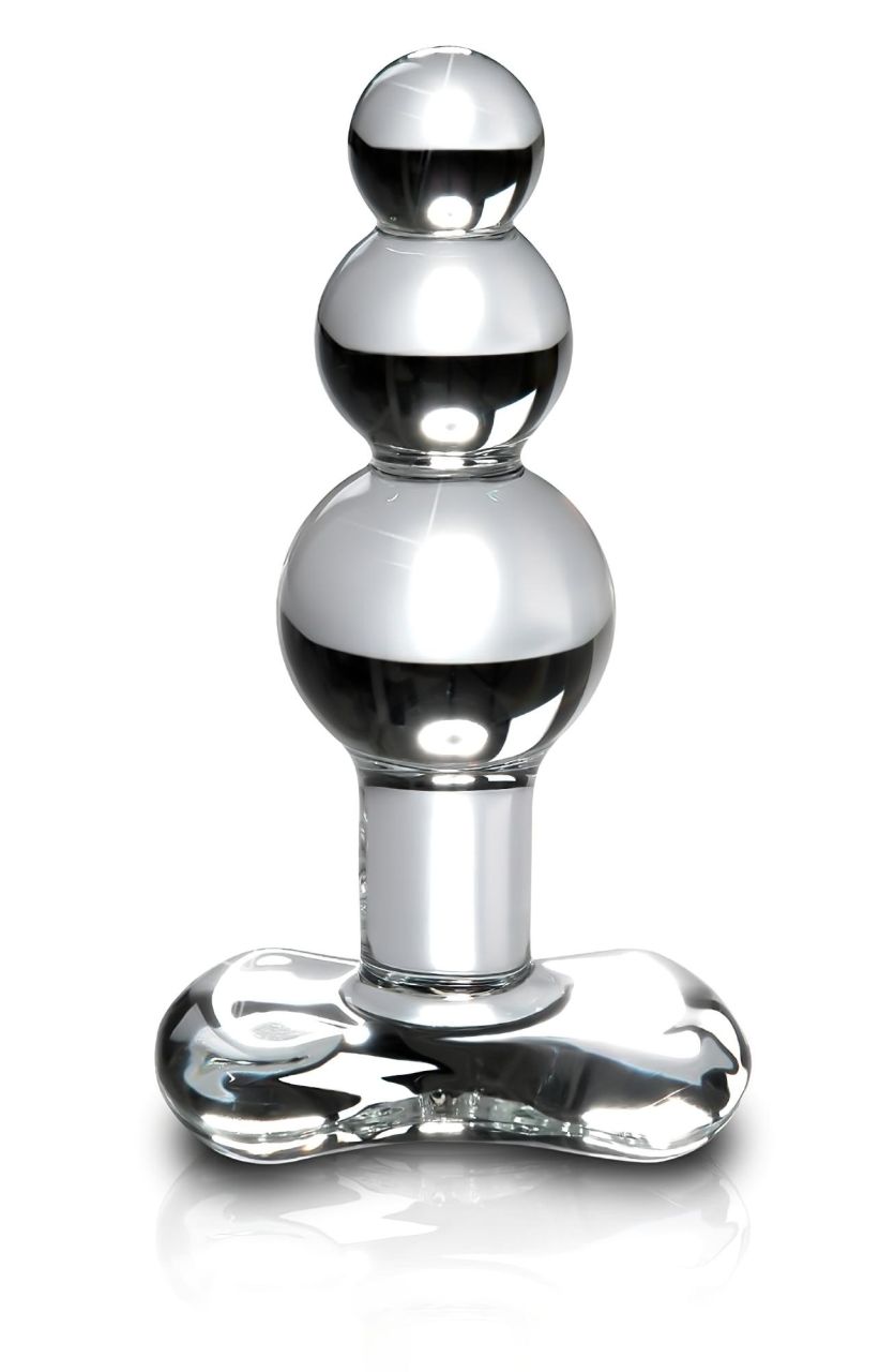 Icicles No. 47 - tripla gyöngyös, üveg anál plug (átlátszó)