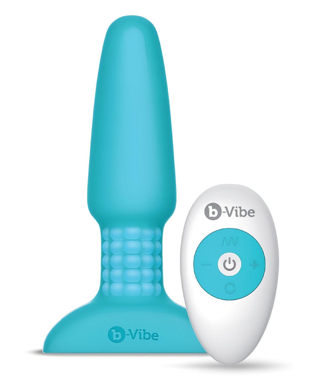 / b-Vibe - forgó gyöngyös, akkus anál vibrátor (türkiz)