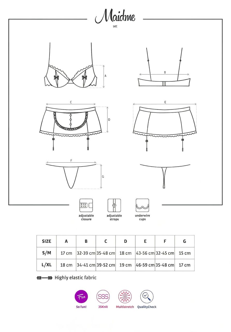 Obsessive Maidme - szobalány jelmez szett (6 részes) Obsessive Maidme - szobalány jelmez szett (6 részes)