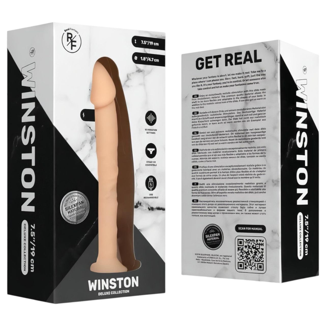 Real Fantasy Winston - tapadókorongos vibrátor - 19 cm (testszínű)