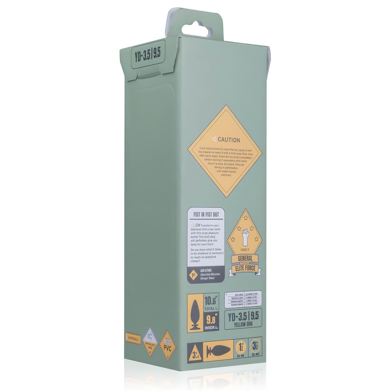 BUTTR Yellow Dog - tapadókorongos dildó (fekete)