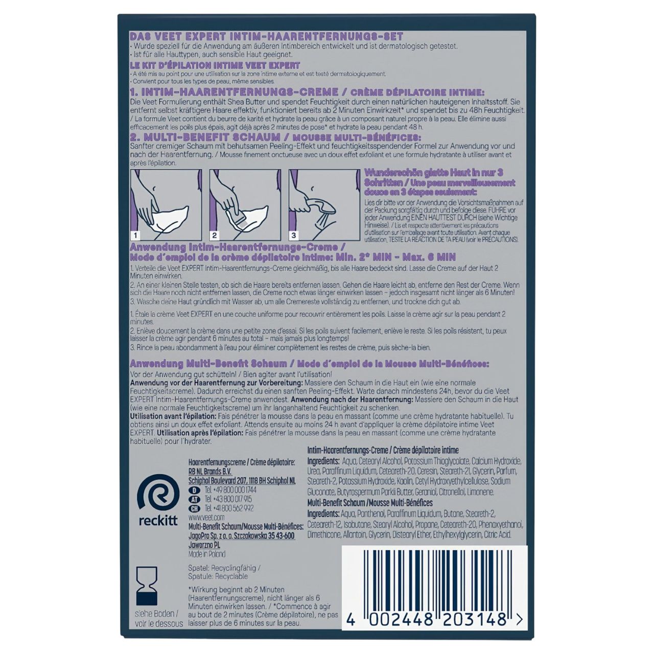 Veet - intim szőrtelenítő krém és hidratáló hab nőknek (50+50ml) Veet - intim szőrtelenítő krém és hidratáló hab nőknek (50+50ml)