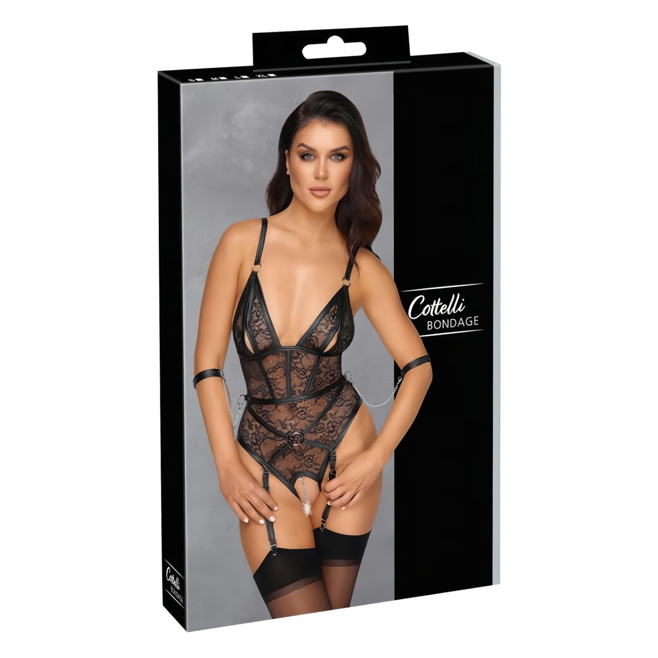 Cottelli Bondage - nyitott body bilinccsel (fekete) Cottelli Bondage - nyitott body bilinccsel (fekete)