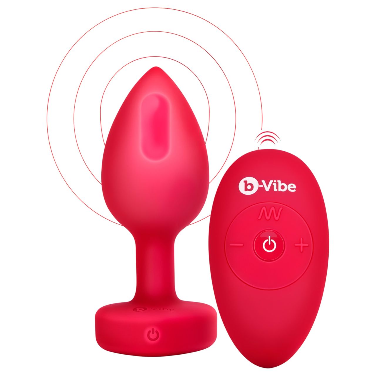 / b-Vibe heart - akkus, rádiós anál vibrátor (piros)