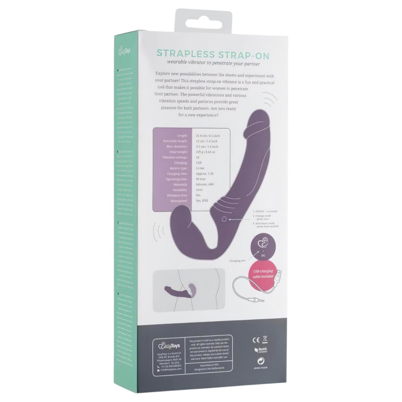 EasyToys - akkus, felcsatolható vibrátor tartópánt nélkül (lila)