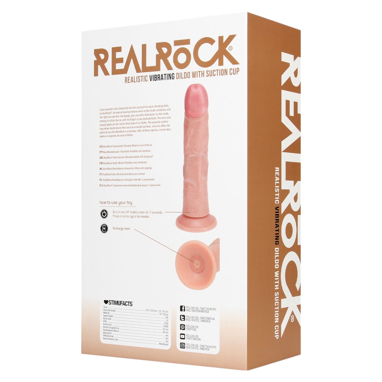 RealRock - tapadókorongos vibrátor - natúr (20,5cm)