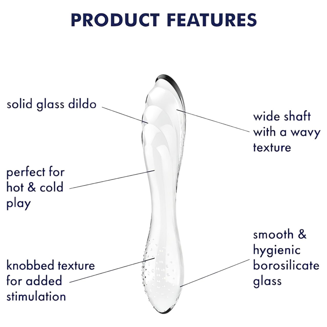 Satisfyer Dazzling Crystal 1 - kétvégű üveg dildó (átlátszó)