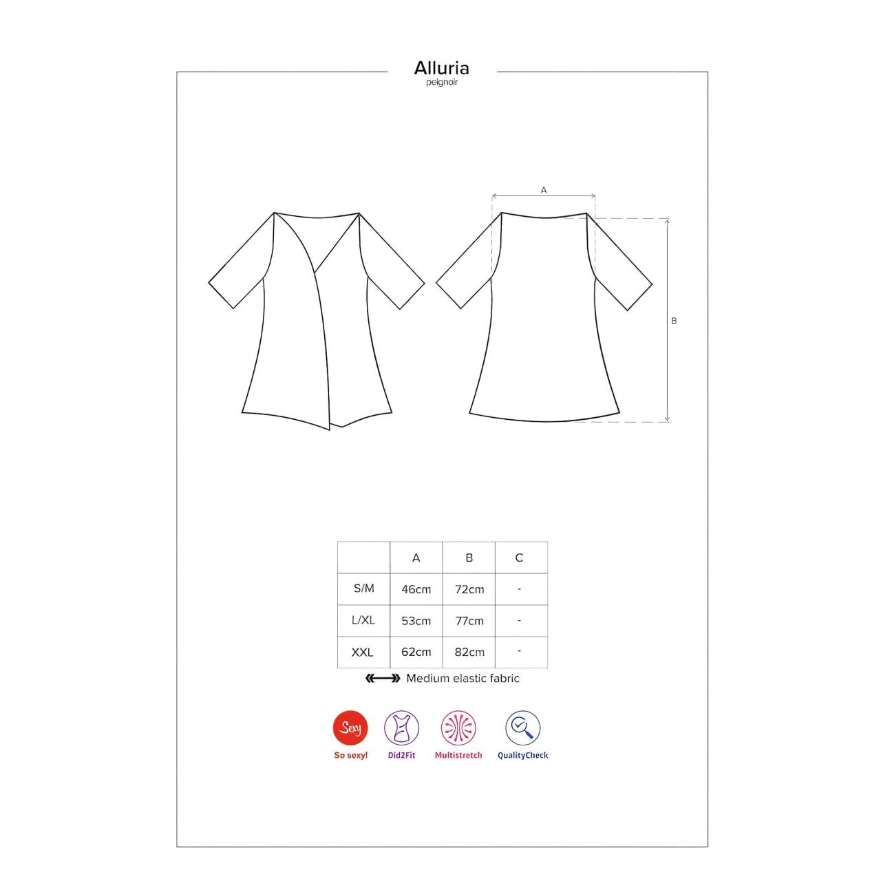 Obsessive Alluria - csipkés köntös és tanga (fekete)