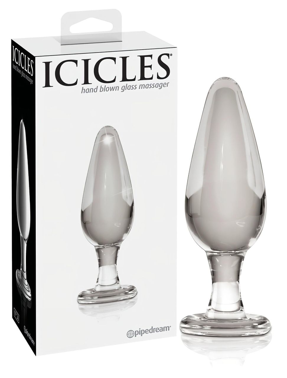 Icicles No. 26 - kúpos, üveg anál plug (átlátszó)