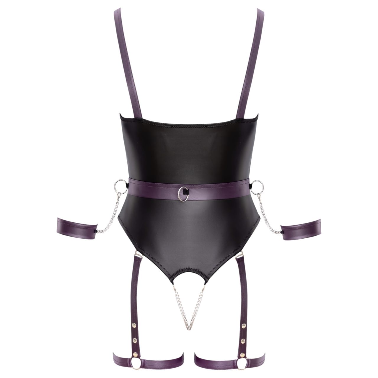 Cottelli - nyitott bondage body bilincsekkel (fekete) Cottelli - nyitott bondage body bilincsekkel (fekete)