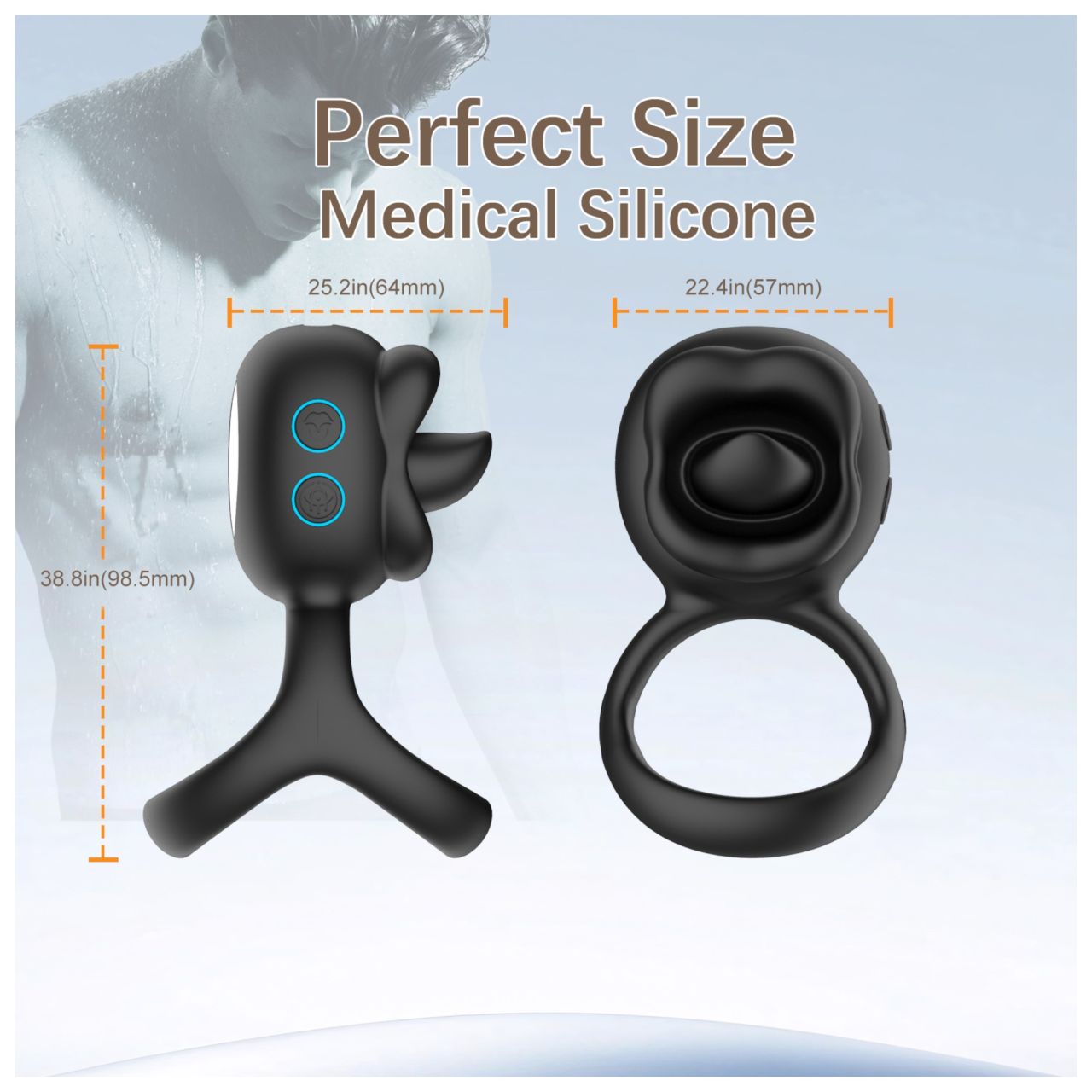 Biu-Biu - péniszgyűrű és nyaló csiklóvibrátor (fekete)