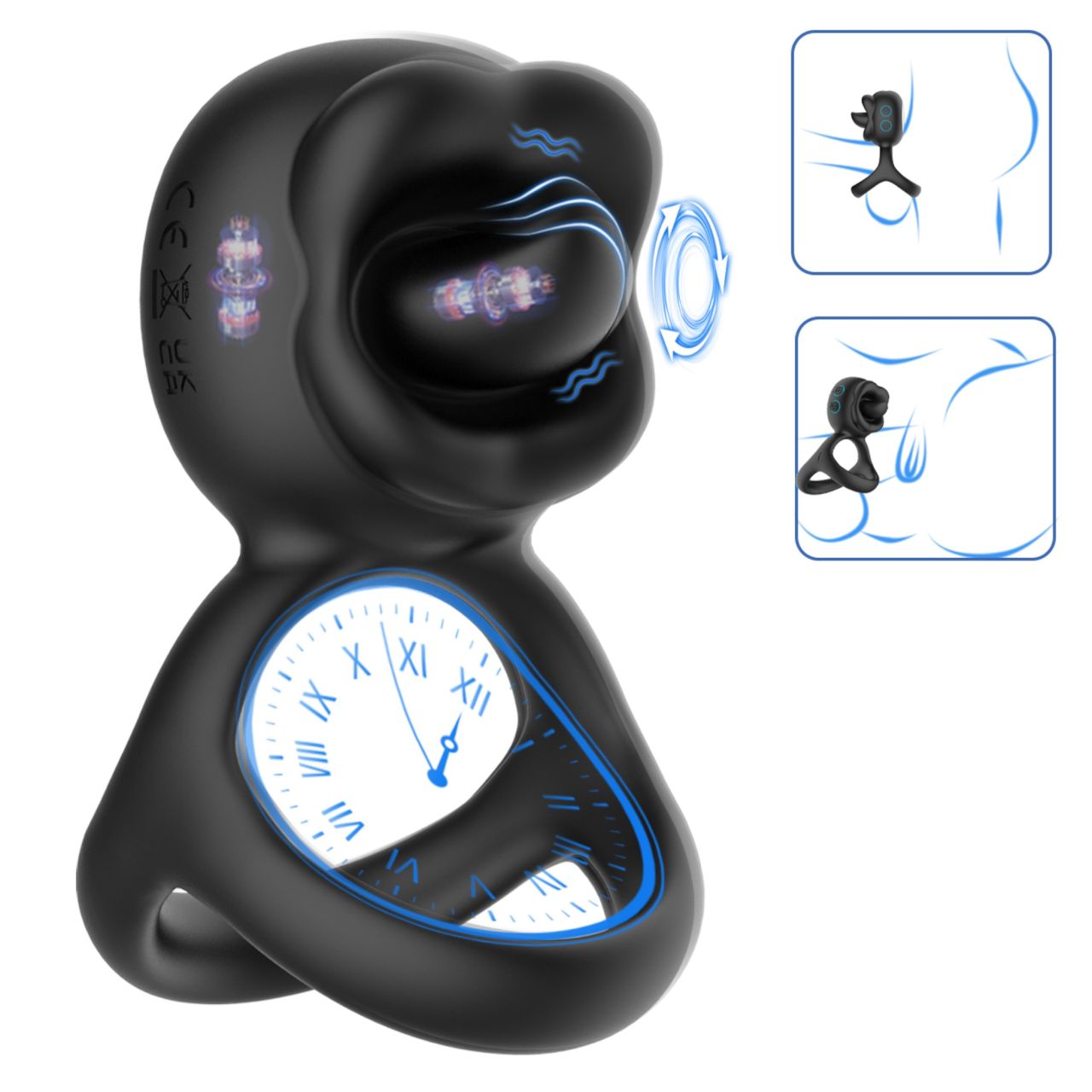 Biu-Biu - péniszgyűrű és nyaló csiklóvibrátor (fekete)