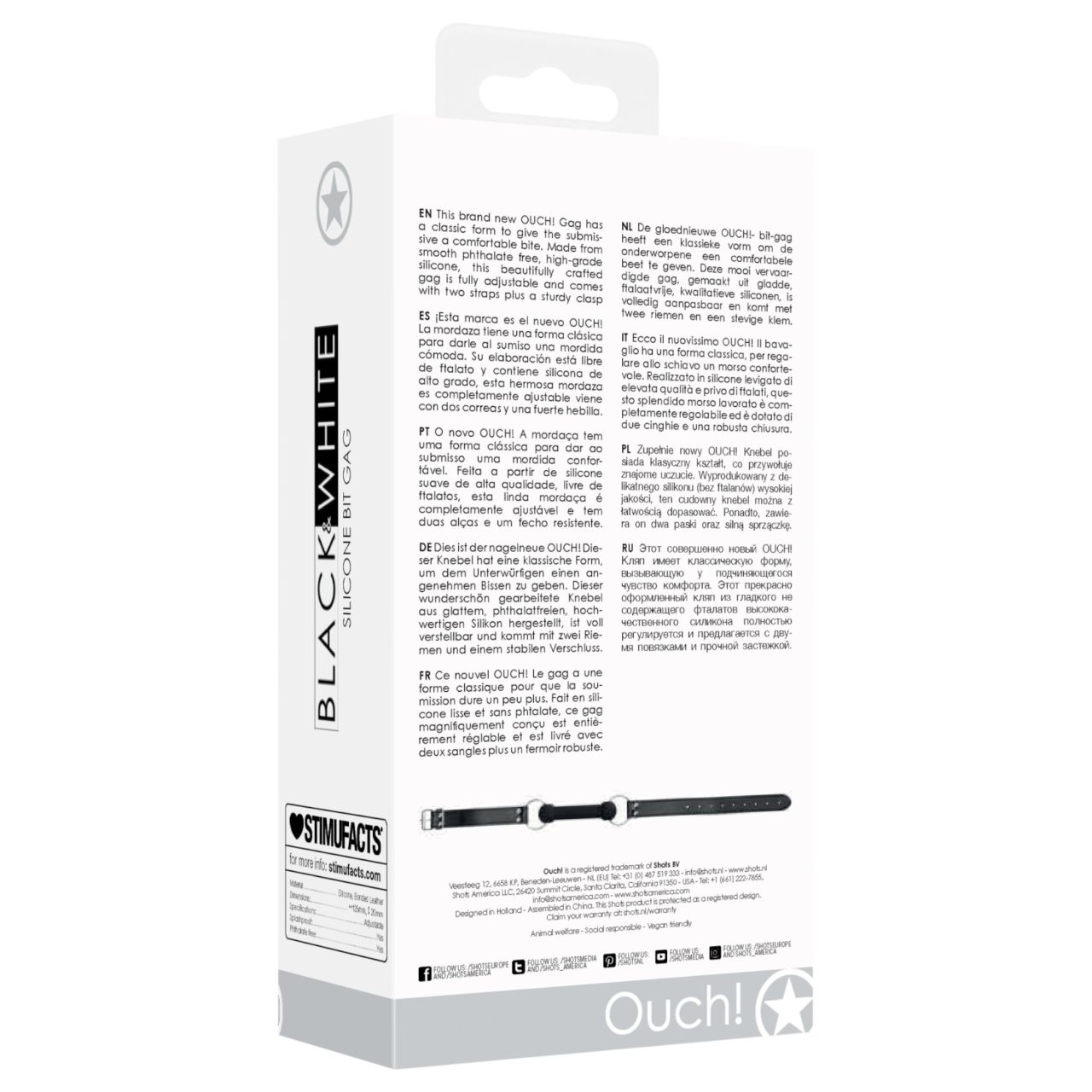 Ouch! - csont alakú szájpecek (fekete)