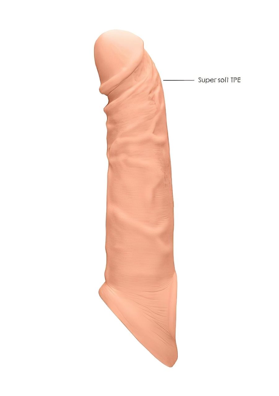 RealRock Penis Sleeve 8 - testszínű élethű péniszköpeny hosszabbító (21 cm)