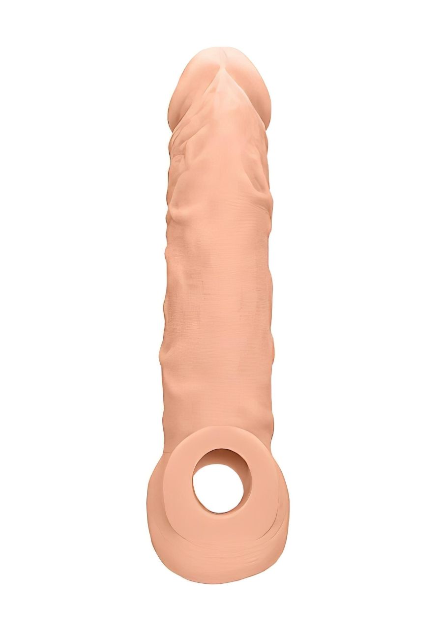 RealRock Penis Sleeve 8 - testszínű élethű péniszköpeny hosszabbító (21 cm)