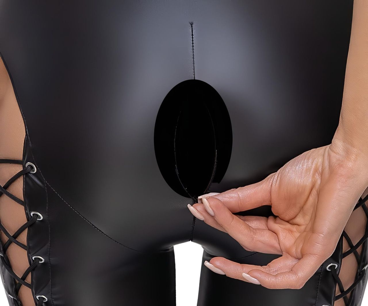 / Cottelli Party - nyakpántos fűzős overál (fekete)