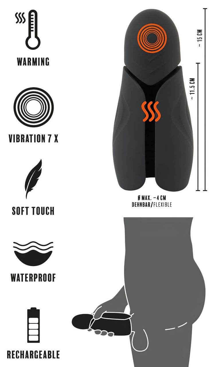 / Rebel - akkus vízálló makkvibrátor (fekete) / Rebel - akkus vízálló makkvibrátor (fekete)