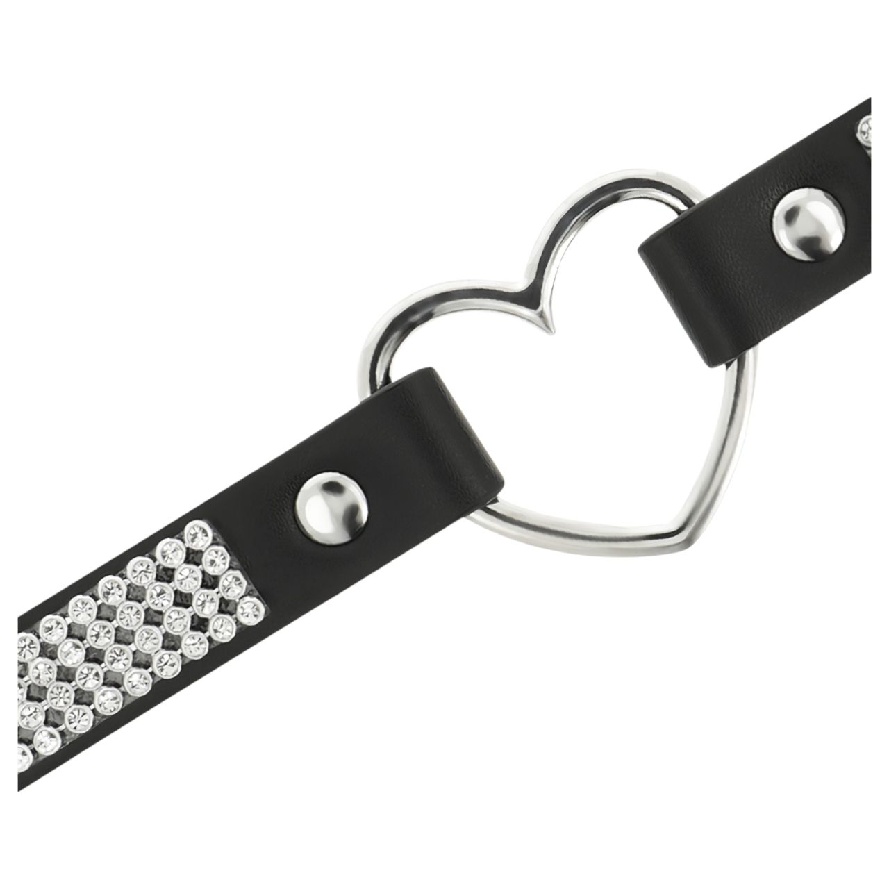 Coquette - strasszos choker szív medállal (fekete)