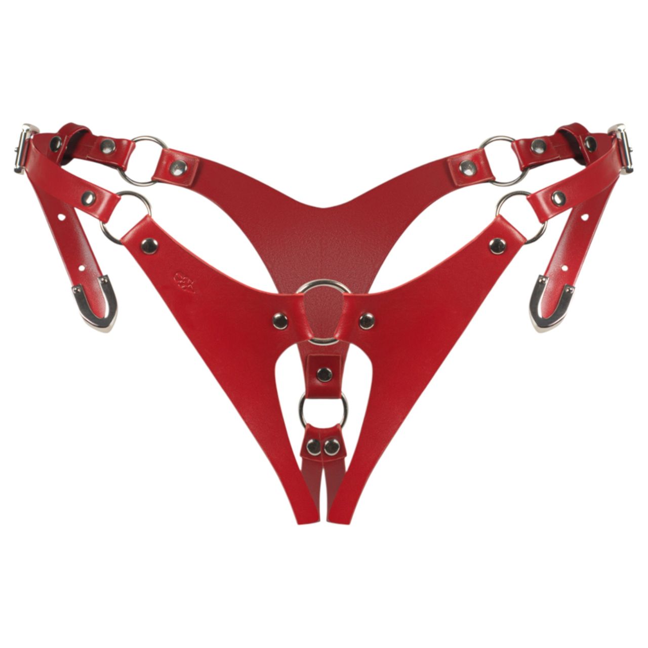 Obsessive Inferro - bőr hatású nyitott, állítható tanga (piros) Obsessive Inferro - bőr hatású nyitott, állítható tanga (piros)