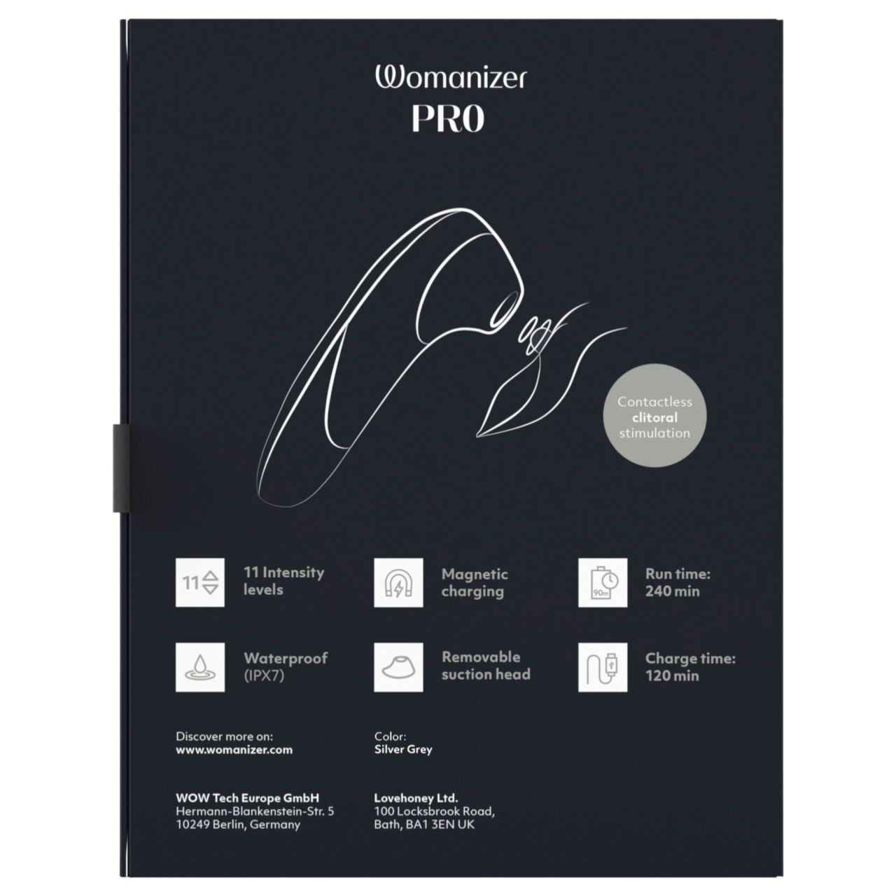 Womanizer Pro - léghullámos csiklóizgató (szürke)