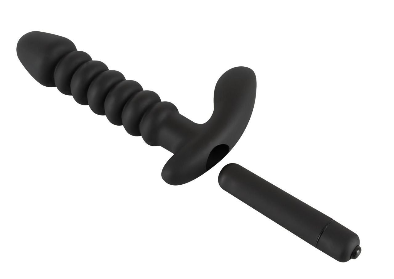 Black Velvets redős vibrátor - közepes (fekete)