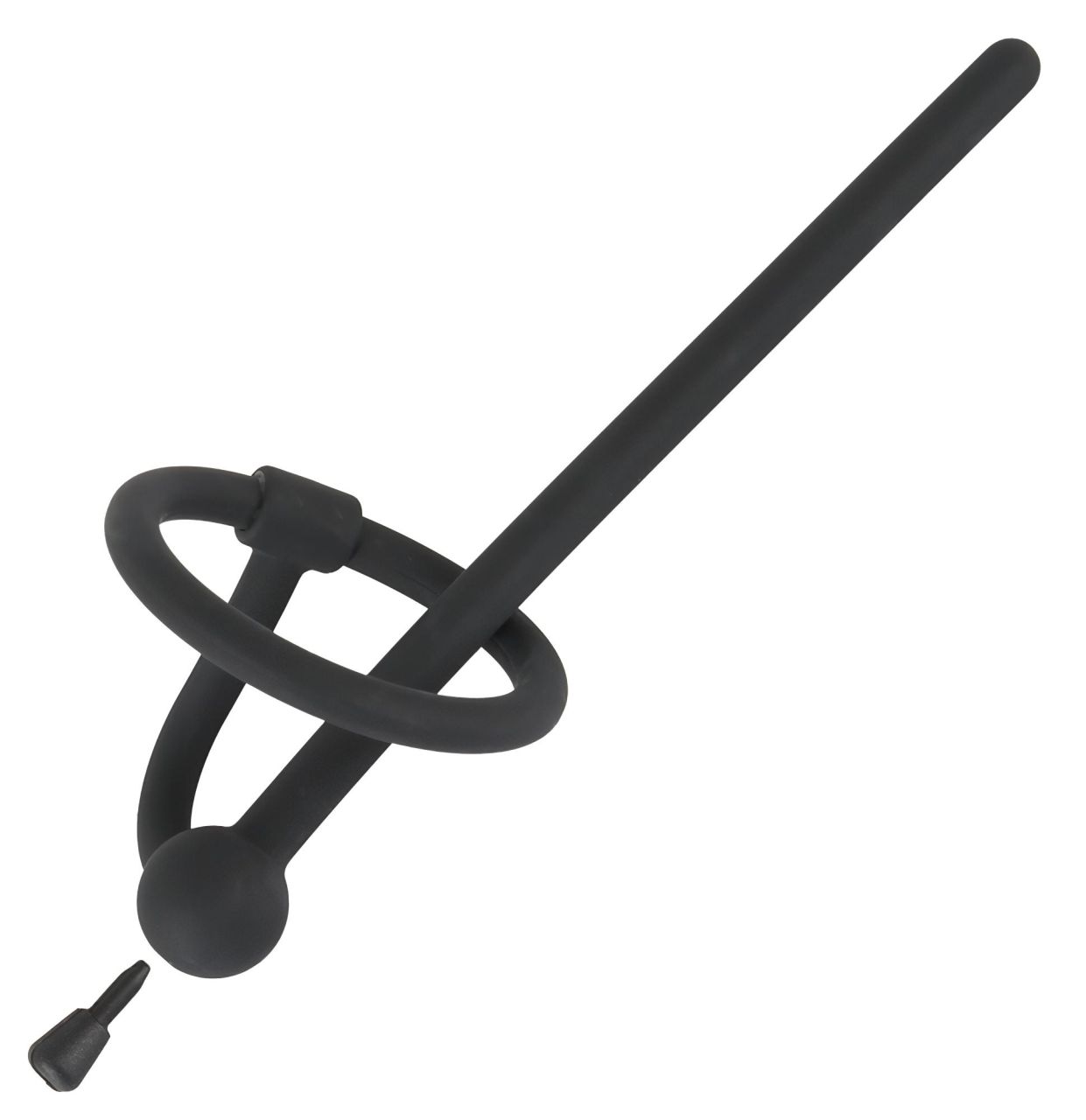 Penisplug - szilikon dilátor makkgyűrűvel (0,6mm) - fekete