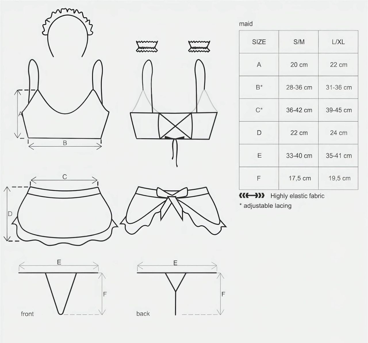 Obsessive Maid - szobalány jelmez szett (5 részes)