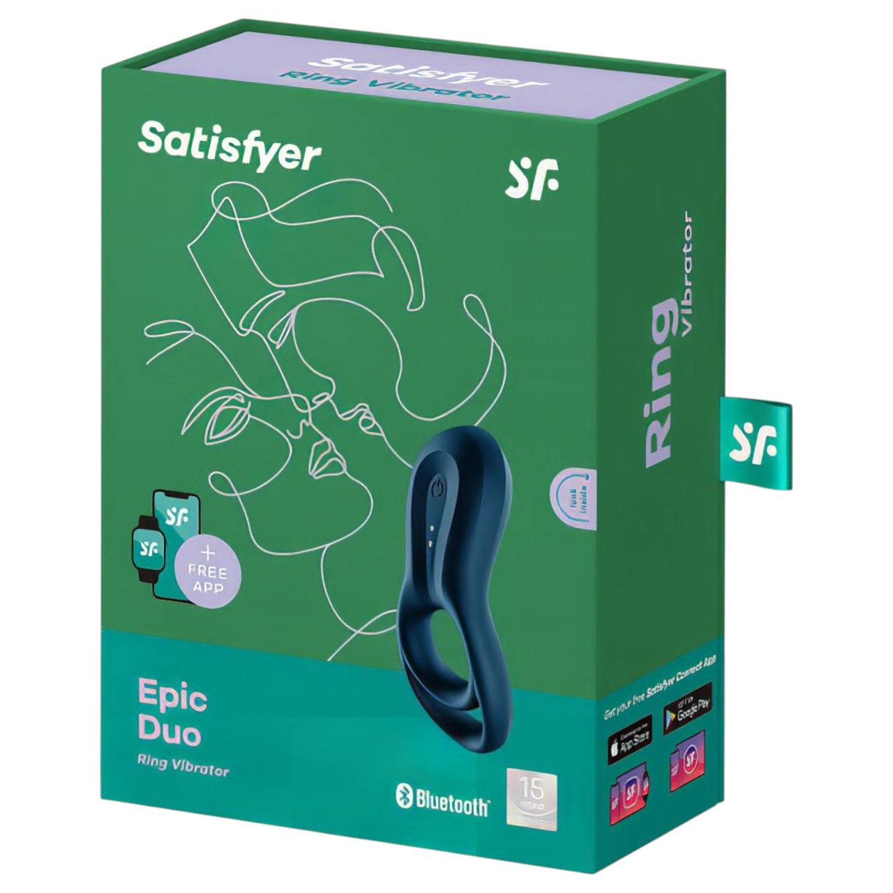 Satisfyer Epic Duo - App-vezérelt vibrációs péniszgyűrű, férfiaknak (fekete)