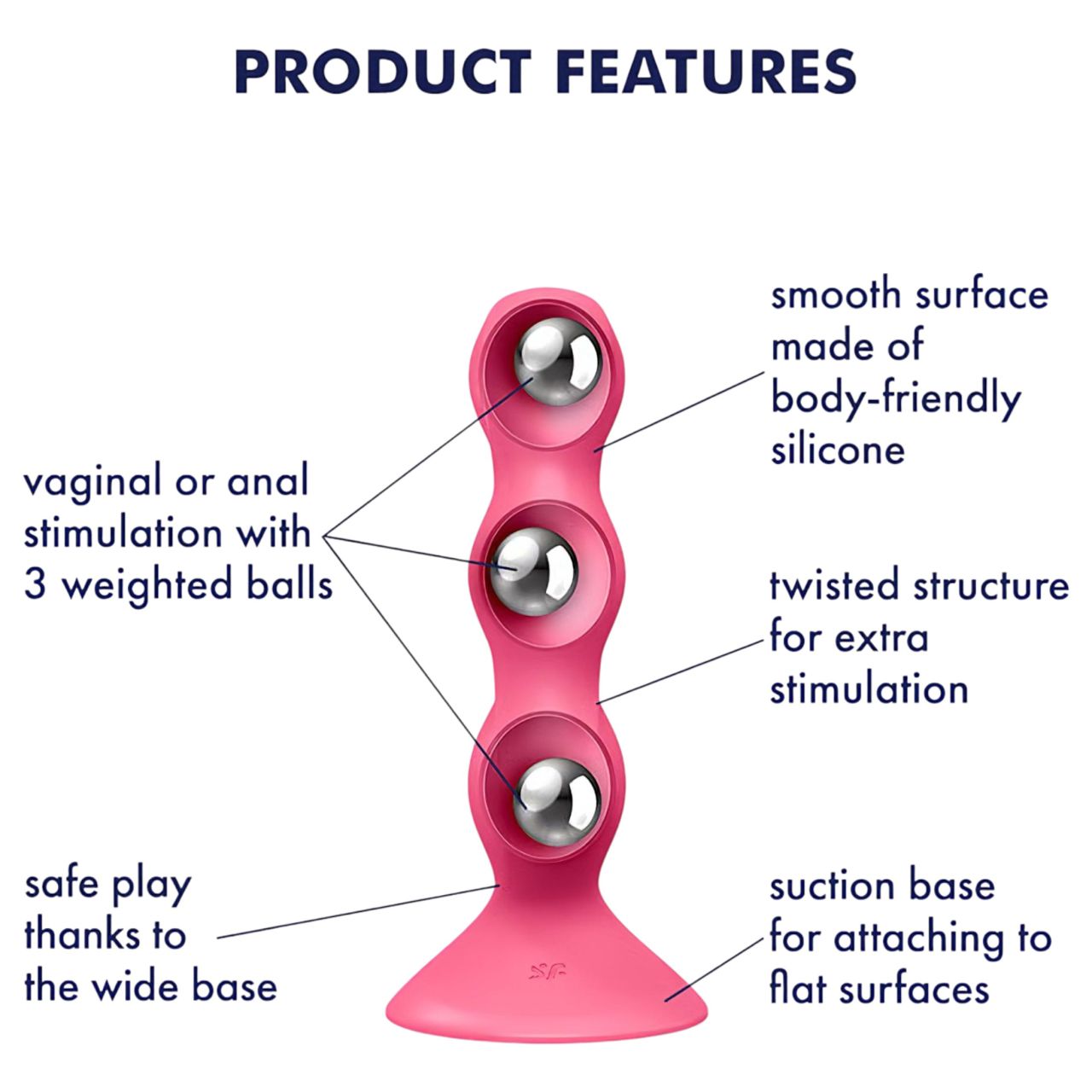 Satisfyer Triple Ball-R - gyöngyös análvibrátor (pink)