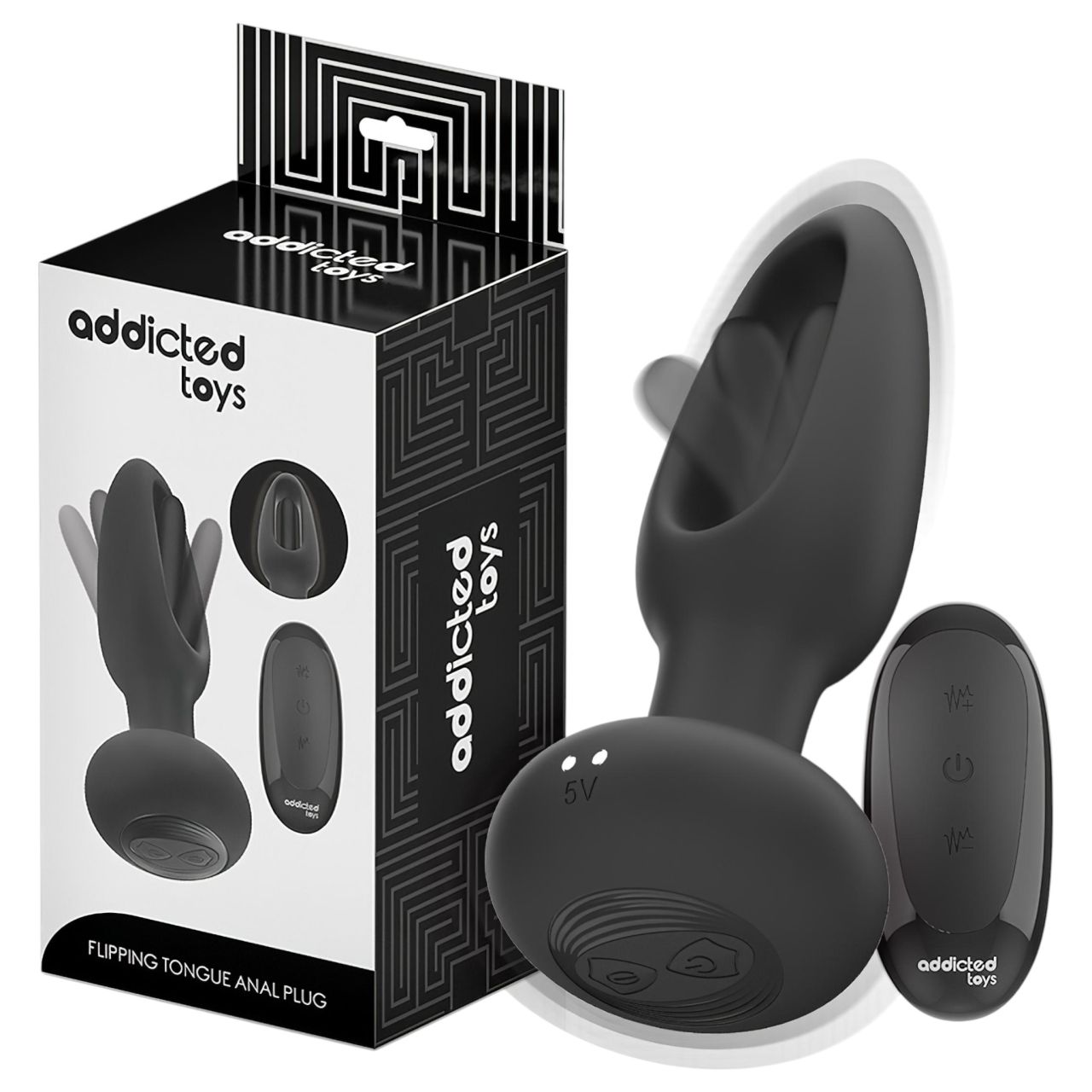 Addicted Toys - mozgó nyelves análvibrátor (fekete) Addicted Toys - mozgó nyelves análvibrátor (fekete)