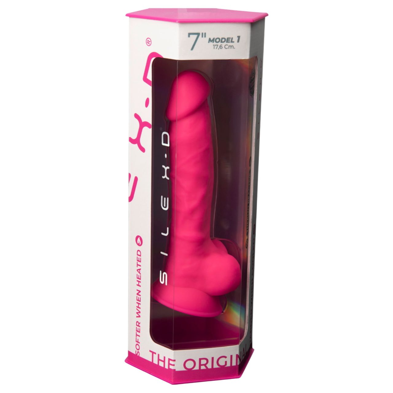 Silexd 7 - tapadókorongos, herés dildó - 17,5 cm (pink)