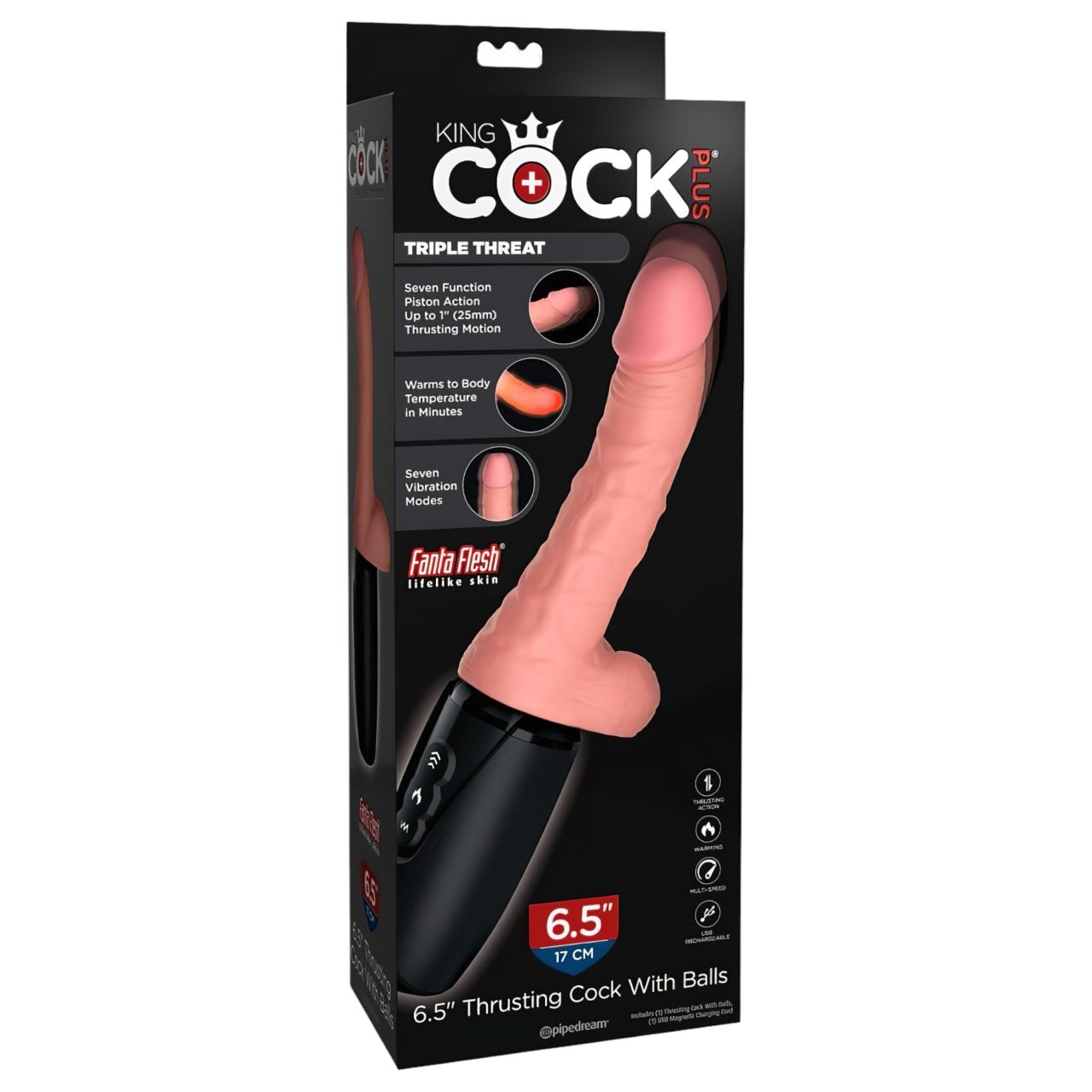 King Cock Plus 6,5 - herés, élethű lökő vibrátor (testszínű)