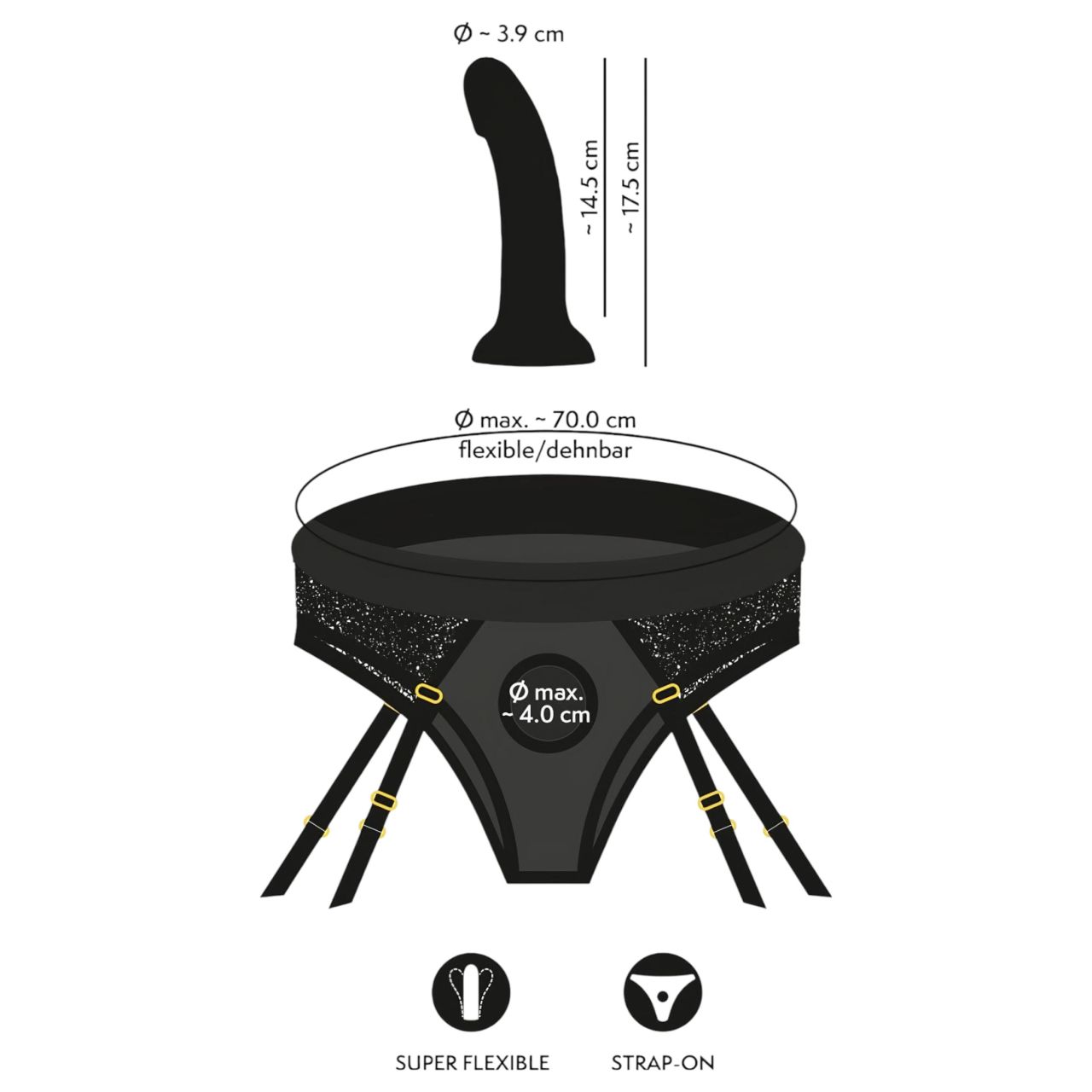 You2Toys - felcsatolható dildó alsóval (fekete)