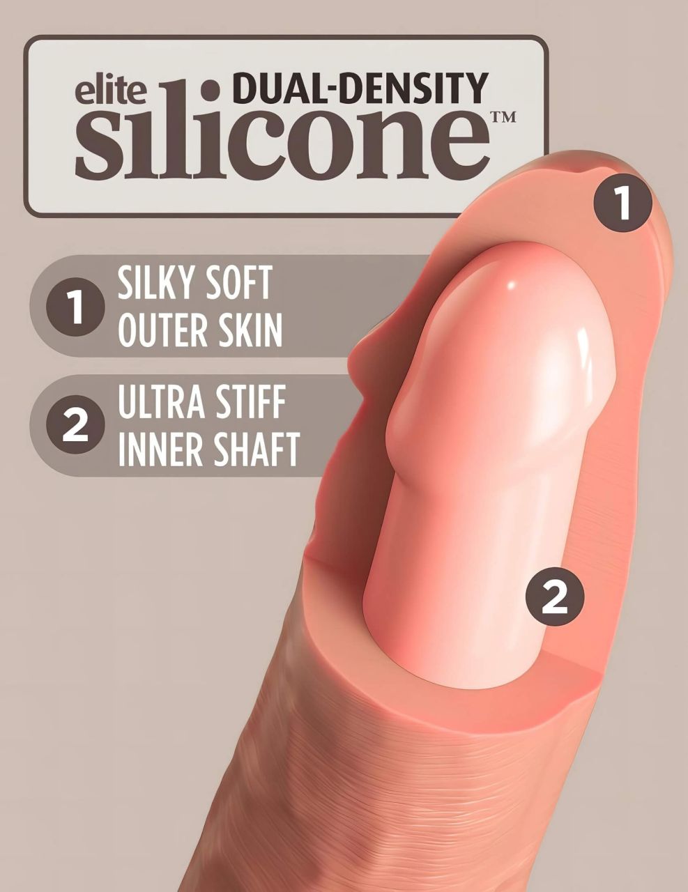 / King Cock Elite 6 - élethű vibrátor 15 cm (sötét testszínű)