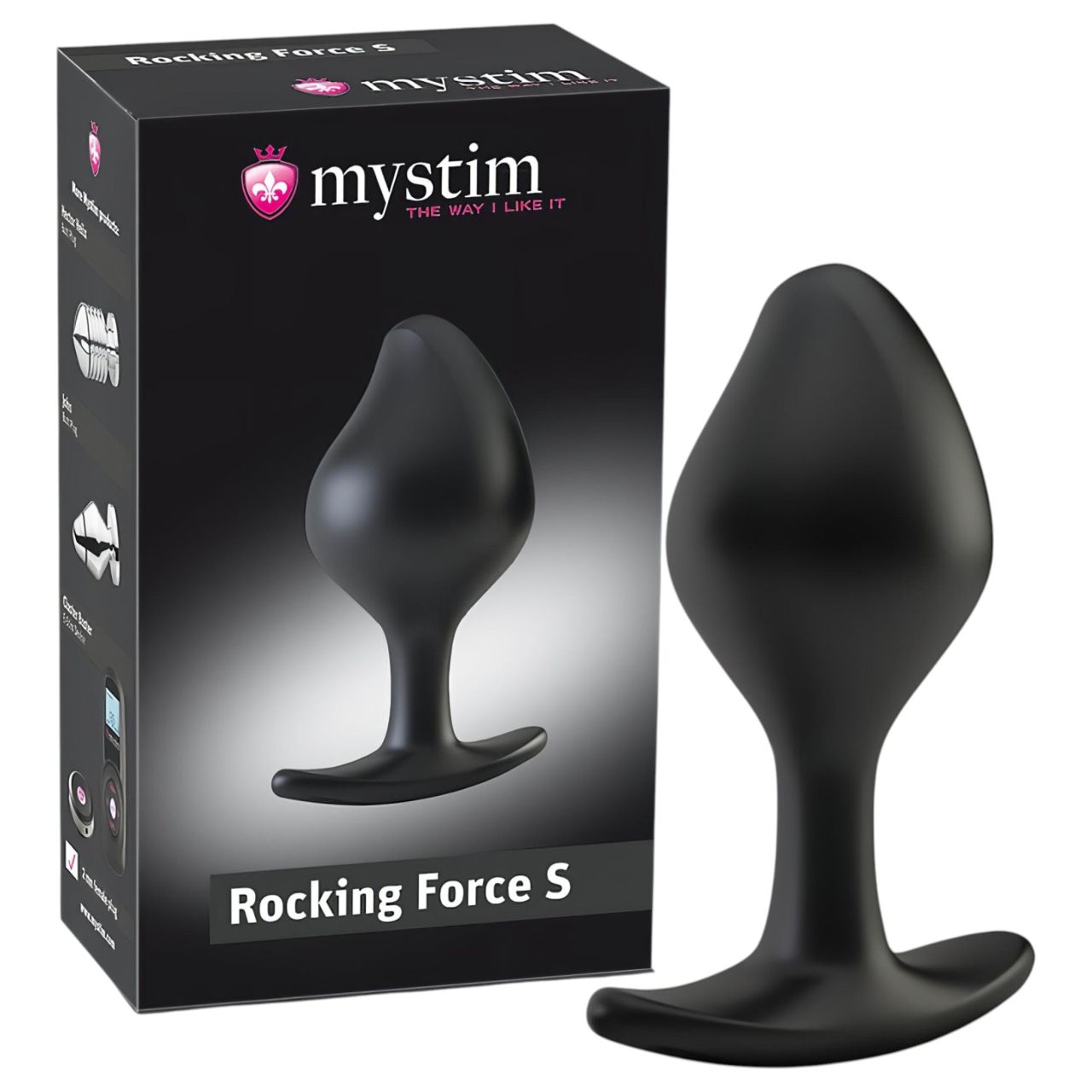 mystim Rocking Force S - elektro anál plug - kicsi (fekete)
