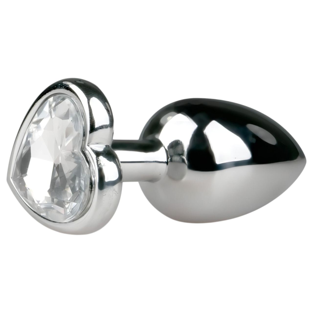 EasyToys Metal No.2 - anál plug szíves kővel (ezüst-fehér)